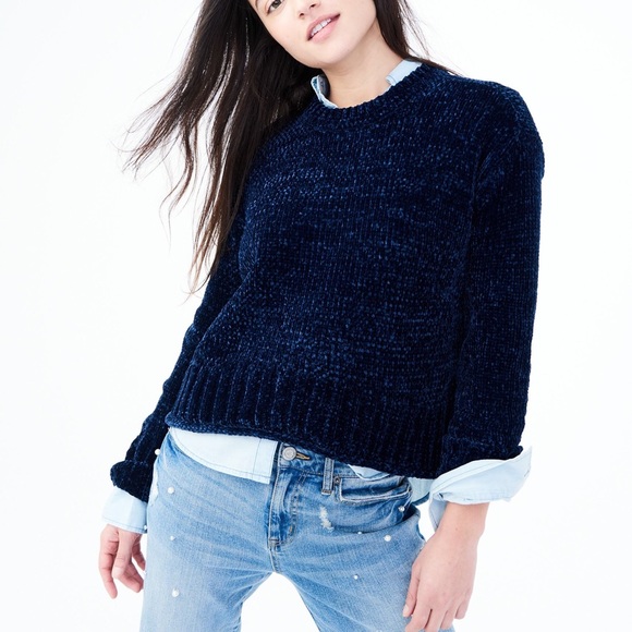 SOFT Navy Chenille Sweater - Picture 1 of 4